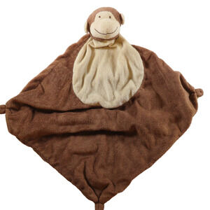 Angel Dear Monkey Security Blanket Baby Lovey Brown Plush Knotted Corners